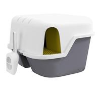 Bac À Litière Chat Semi-Fermé - Couvercle Supérieur Verrouillable Ouvrable, Pelle - 50 X 50 X 39 Cm - Pp Crème