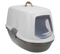 TRIXIE Bac à litière Berto Top - Couvercle avec porte et filtre à charbon actif - Tamis pour nettoyage facile - Fermetures Easy Click - gris clair/gris foncé - 39 × 42 × 59 cm - 40162