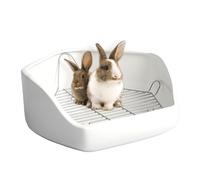 Bac à litière d'angle pentagone pour petits animaux, bac à déchets de cage, grille métallique amovible, gestion de l'habitat intérieur , accessoire d'hygiène pour lapins et volailles