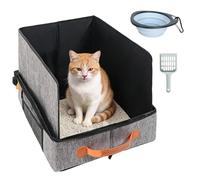 Bac À Litière De Voyage, Bac Litiere pour Chat Portable Et Pliable, Caisse Chat Litiere Et Portable, Litiere De Voyage en Tissu Oxford, Le Camping, Pliable, Étanche, 50 X 40 X 28 Cm, Gris