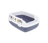 Litière pour Chat Delio avec Rebord - Gris/Blanc avec Motif imprimé