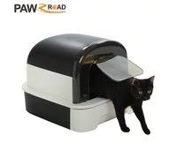 Bac à litière double couche anti-fuite pour chat avec tiroir coulissant spacieux, grande capacité (50 cm L x 40 cm l x 24 cm H) - Conception anti-odeurs et pelle à litière gratuite incluse CONCEPTION