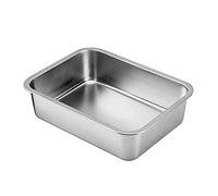 Bac à litière en acier inoxydable pour chats plus âgés, petit bac à litière antiadhésif, lisse, ne rouille pas, 45,7 x 35,6 x 10,2 cm