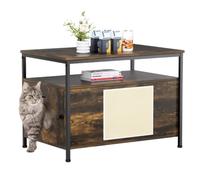 Bac à litière en bois - Meuble à litière caché avec étagère - Armoire de rangement d'intérieur - Boîte pour animaux et table d'appoint - Pour animaux domestiques - Bra