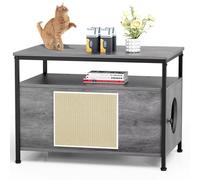 Bac à litière en bois - Meuble à litière caché avec étagère - Armoire de rangement d'intérieur - Boîte pour animaux et table d'appoint - Pour animaux domestiques - Gra