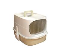 Bac à litière en Plastique, bac à litière en Plastique avec Couvercle, bac à litière à parois Hautes for Grands Chats et Chatons, Grand bac à litière avec Pelle(Blanc)