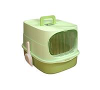 Bac à litière en Plastique, bac à litière en Plastique avec Couvercle, bac à litière à parois Hautes for Grands Chats et Chatons, Grand bac à litière avec Pelle(Green)