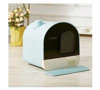 Bac à litière entièrement fermé de type tiroir de maison pour chat, litière pour chat, litière ronde à clapet pour chat, grand espace et facile à nettoyer (couleur : bleu)