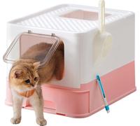 Bac à litière Feandrea avec couvercle, bac extractible, pelle, brosse, spacieux pour les chats jusqu'à 15 kg, moins de traces, fond anti-fuite,