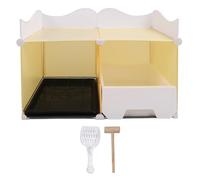 Bac à litière fermé pour Chat avec tiroir Anti-éclaboussures, Pot caché pour Chat, Toilettes couvertes avec Couvercle et Passage Amovibles, Plateau Anti-éclaboussures de Grande (Jaune)