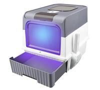 Bac à litière fermé pour Chat, bac à litière Pliable de Voyage avec Couvercle Amovible, 48x35x36cm, Grande capacité, stérilisation UV, Filtre désodorisant, Conception de tiroir (Gris)