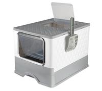 Bac à Litière Fermé pour Chat, Maison de Toilette, Plateau Amovible, Pelle, Brosse, pour Grand Chat, Capacité de Charge 15 kg,Anti-fuites 52 * 39 * 39cm-Gris