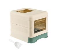 Bac à litière for Chat entièrement fermé avec Couvercle et tiroir, bac à litière Pliable avec entrée Avant et Sortie supérieure, Anti-éclaboussures bac litiere pour Chat(Groen)