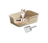 Bac à litière - Grand bac à litière pour chat, entraîneur de toilettes pour chaton, grand plateau avec bord amovible, accessibilité à faible entrée, look moderne, boîte d'hygiène pour maison, appartem