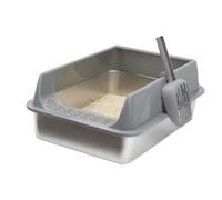 Bac À Litière Grand Format pour Chat, Bac à Litière Renforcé, Toilette Semi-Fermée Profonde pour Chat avec Pelle pour Usage en Dortoir, Appartement, Salon Et Voiture