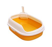 Bac à litière ouvert pour chat avec bord amovible facile à nettoyer Jaune 40 x 29 x 13,5 cm