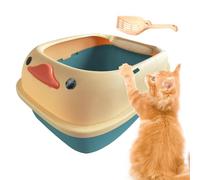 Bac à litière ouvert pour chat - Bac à déchets haut de gamme, récipient à litière de grande capacité, design de protection murale anti-éclaboussures, station de gestion des déchets de bassin profond