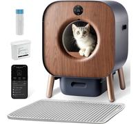 Bac à litière PAWBBY P1 Ultra Autonettoyant, bac à litière intelligent, design anti-pince/désodorisant pour plantes, contrôle par application