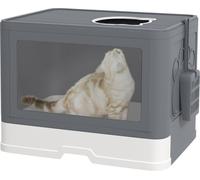 Bac à litière PawHut avec couvercle Bac à litière avec pelle, pour chats jusqu'à 4 kg, pour l'intérieur, plastique gris 48,5 x 38 x 36,5cm