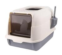Bac à litière Pliable avec Couvercle pour Chat avec Plateau extractible, Maison de Toilette pour Chats avec bacs Amovibles, Pelle spacieuse pour Chats jusqu'à 15 kg (36 * 51 * 34cm,Gris)