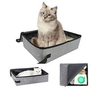 Bac à Litière Pliable Portable pour Chat, Bac à Litière pour Chat étanche Pliable, Toilettes Portables pour Chats, pour Voyages en Plein Air avec Animaux Compagnie, 40 * 30 cm, avec Couverture, Gris
