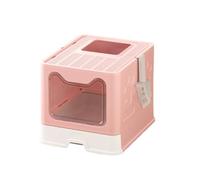 Bac à litière pliable pour chat avec couvercle, grand espace, bac à litière pour chat avec bac coulissant et pelle, bac à litière fermé à haut côté, type tiroir avec porte d'entrée