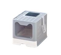 Bac à litière pliable pour chat avec couvercle, grand espace, bac à litière pour chat avec bac coulissant et pelle, bac à litière fermé à haut côté, type tiroir avec porte d'entrée