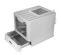 Bac à litière Pliable pour Chat en Acier Inoxydable, Pelle, Maison de Toilette Nettoyage Facile, résistant aux odeurs, adapté aux Grands Chats,38 x 41 x 51 cm, Acier Inoxydable (Gris)