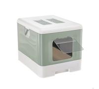 Ferplast Bac à litière fermé avec tiroir Amovible, Double Filtre à Charbon Actif, Pelle et Brosse, Grille de Nettoyage des Pattes, L 39 x P 52 x H 40 cm, Vert