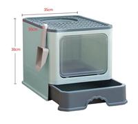 Bac à litière pliable pour chat - JEOBEST - Grande taille - Gris - Antidérapant - Respectueux de l'environnement