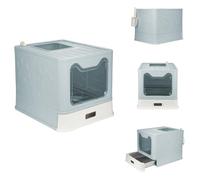 Bac à Litière Pliable pour Chat, PP Alimentaire, Plateau, Double Entrée/Sortie, Sachet désodorisant ou Lampe UV en Option,Plusieurs Couleurs et Tailles (Vert)