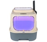 Bac à litière Pliable pour ChatEntrée Avant et Sortie supérieure,rès Grand Espace,Maison de Toilette pour Chats avec bacs Amovibles + Pelle à litière37 x 49 x 37 cm (stérilisateur) Gris