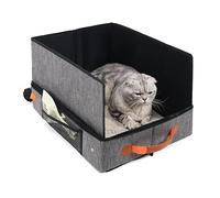 Bac à litière portable pour chat avec couvercle à fermeture éclair, kit complet avec pelle, bol et sac, litière de voyage étanche 50 x 40 x 28 cm, pour chats jusqu'à 9 kg, idéale pour voiture, camping