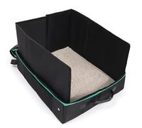 Bac à litière portable pour chat avec couvercle à fermeture éclair, kit complet avec pelle, bol et sac, litière de voyage étanche 50 x 40 x 28 cm, pour chats jusqu'à 9 kg, idéale pour voiture, camping