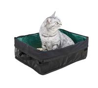 Bac à litière portable pour chat - Petite boîte à litière pour chat - Léger et pliable - Compartiment d'entrée ouvert pour le placement d'un mécanisme de nettoyage anti-fuite avec une eau - Portable