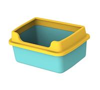 Bac à litière pour chat à bords hauts avec couvercle ouvert - Bac à litière à profil bas pour chats et chatons d'intérieur - 38 x 29 x 18,5 cm - Vert