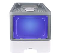 Bac à Litière pour Chat Automatique des Contrôleur de Sable Amovible,Poignée de Transport et Pelle, Désinfection UV,Bac à Litière Fermé, Maison de Toilette, 48 * 37 * 38cm Stérilisation-Gris