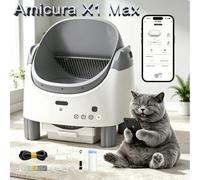 Bac à litière pour chat autonettoyant intelligent, grande capacité 95L, toilette automatique pour chat avec contrôle à distance par application mobile WiFi, nettoyage automatique BLANC