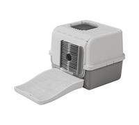 Bac à litière pour chat avec anti-odeurs et anti-fourrure flottant, design fermé surdimensionné pour une utilisation efficace des toilettes multi-usages