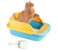 Bac à litière pour chat avec bouclier anti-dispersion, bac à litière semi-fermé | Bac à litière,Bac à litière pour chat à dossier haut, anti-fuite, anti-adhésif, bouclier anti-éclats, comprend une cui