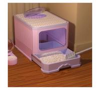 Bac à litière pour chat avec couvercle, entrée avant, sortie supérieure, bac à litière pour chat, bac à litière pour chat extra large fermé avec pelle à litière anti-fuite, facile à nettoyer (violet)