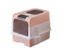 Bac à litière pour Chat avec Couvercle, Maison de Toilette pour Chat, Bac à Litière Fermé, Plateau Amovible, Grande litière Pliable avec entrée supérieure, avec tiroir et Pelle (Rose)