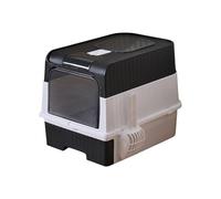 Bac à litière pour Chat avec Couvercle, Maison de Toilette pour Chat, Bac à Litière Fermé, Plateau Amovible, Grande litière Pliable avec entrée supérieure, avec tiroir et Pelle (Noir1)