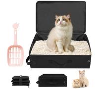 Bac à litière pour chat avec couvercle : portable, pliable, imperméable et respirant, avec pelle à litière, boîte à litière pour chat, pour voiture, voyage, camping (40 x 30 x 15 cm)