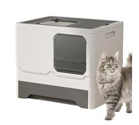 Bac à litière pour chat avec couvercle - Tiroir type Kitty - Bac à ordures - Bac à déchets - Grande boîte à litière avec tiroir et pelle - Pour chat avec le chat sans peinture