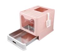 Bac à litière pour Chat avec Couvercle Toilettes pour Chat Pliantes à Capuchon Entrée Avant Sortie par Le Haut Grand tiroir Bac à litière entièrement, Rose