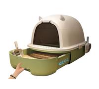 Bac à litière pour chat avec pelle, facile à nettoyer, avec couvercle, parois amovibles anti-déversement pour chatons et chats adultes, ouverture sur le dessus 520 410 400 mm