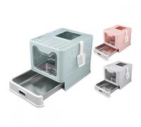 Bac à litière pour chat avec pelle-MENGDA-Pliable-Grande capacité-Conception à tiroir-Antidérapant-Pour chats adultes et chaton