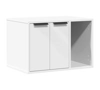 Bac à litière pour chat avec portes Blanc 60 x 40 x 40 cm | Meuble de rangement, niche cachée, surface lisse facile à nettoyer, portes pivotantes, charge 60 kg
