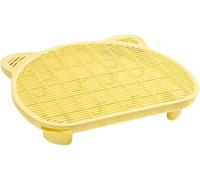 Bac à litière pour chat avec rampe surélevée, plateau filtrant double couche, 9 cm de haut, rampe de litière pour chats de petite taille et âgés (jaune)